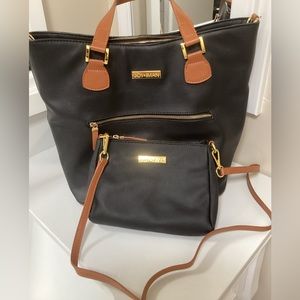 Joy & Iman blue leather purse w/matching crossbody on the go bag.